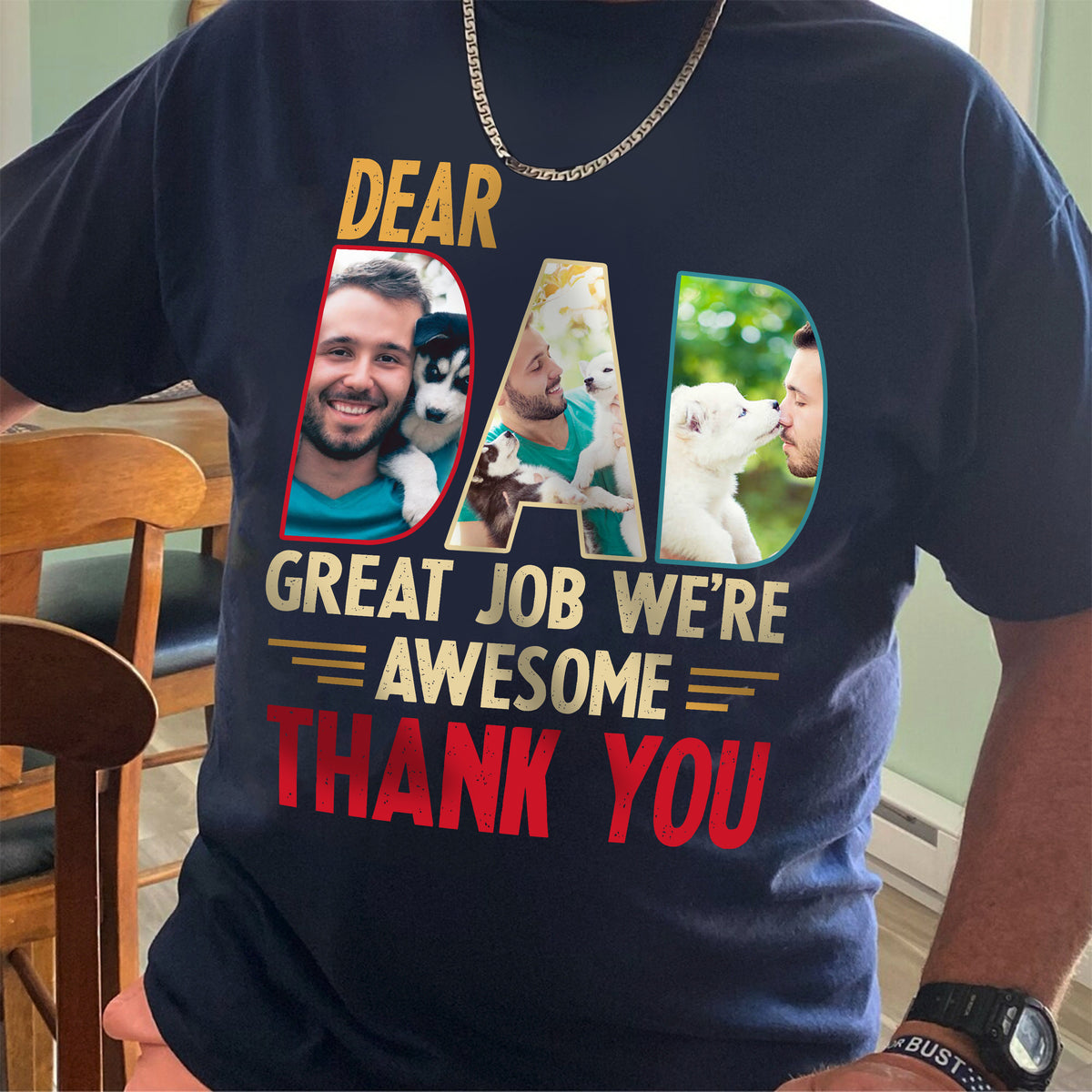 Custom Dog Cat Photo Dear Dad Great Job We're Awesome Thank You Shirt Gift For Father's Day, Birthday Gifts HO82 893996