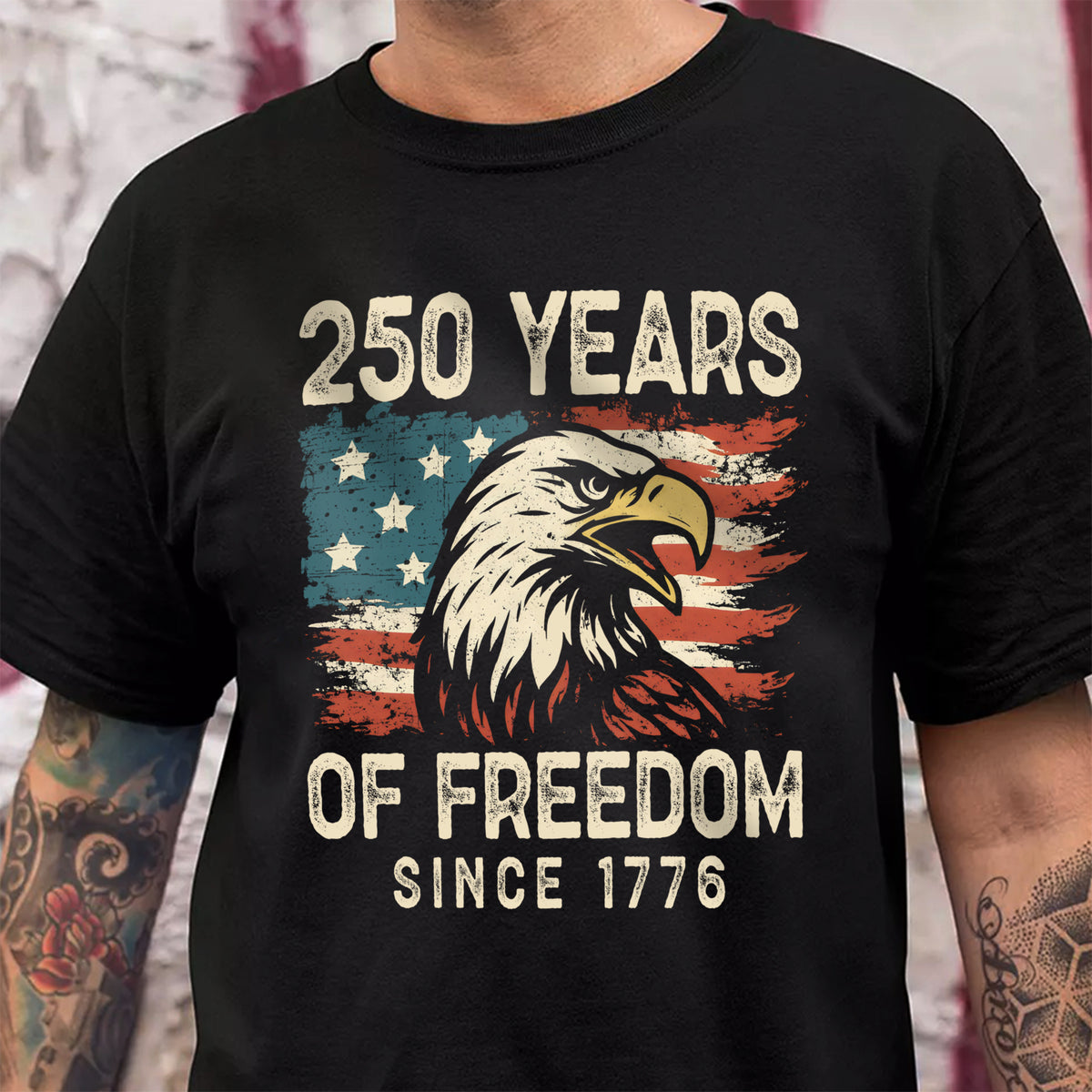 250 Years Of Freedom Since 1776 USA Bald Eagle America Flag Dark Shirt HA75 897366