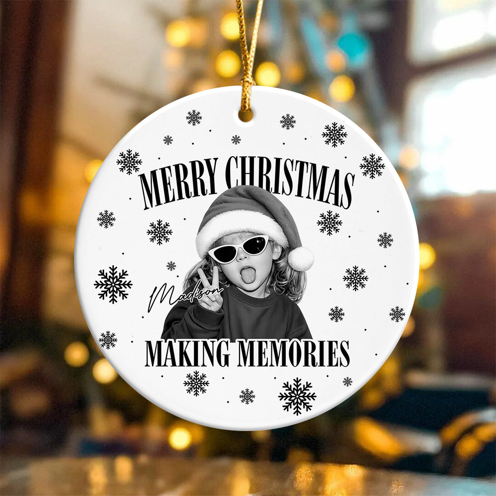 Custom Photo Merry Christmas Making Memories Ceramic Ornament - Gift For Christmas, Family Gift HO82 903310