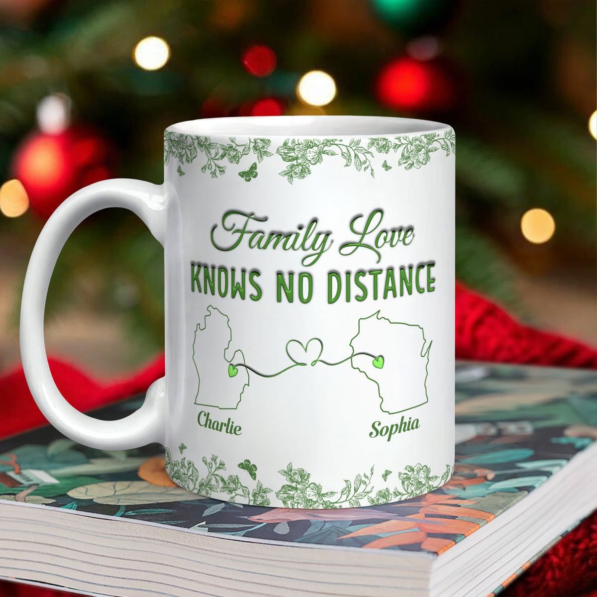 Family Love Knows No Distance Toile De Jouy Style Personalized 3D Inflated Effect Mug HO82 894748