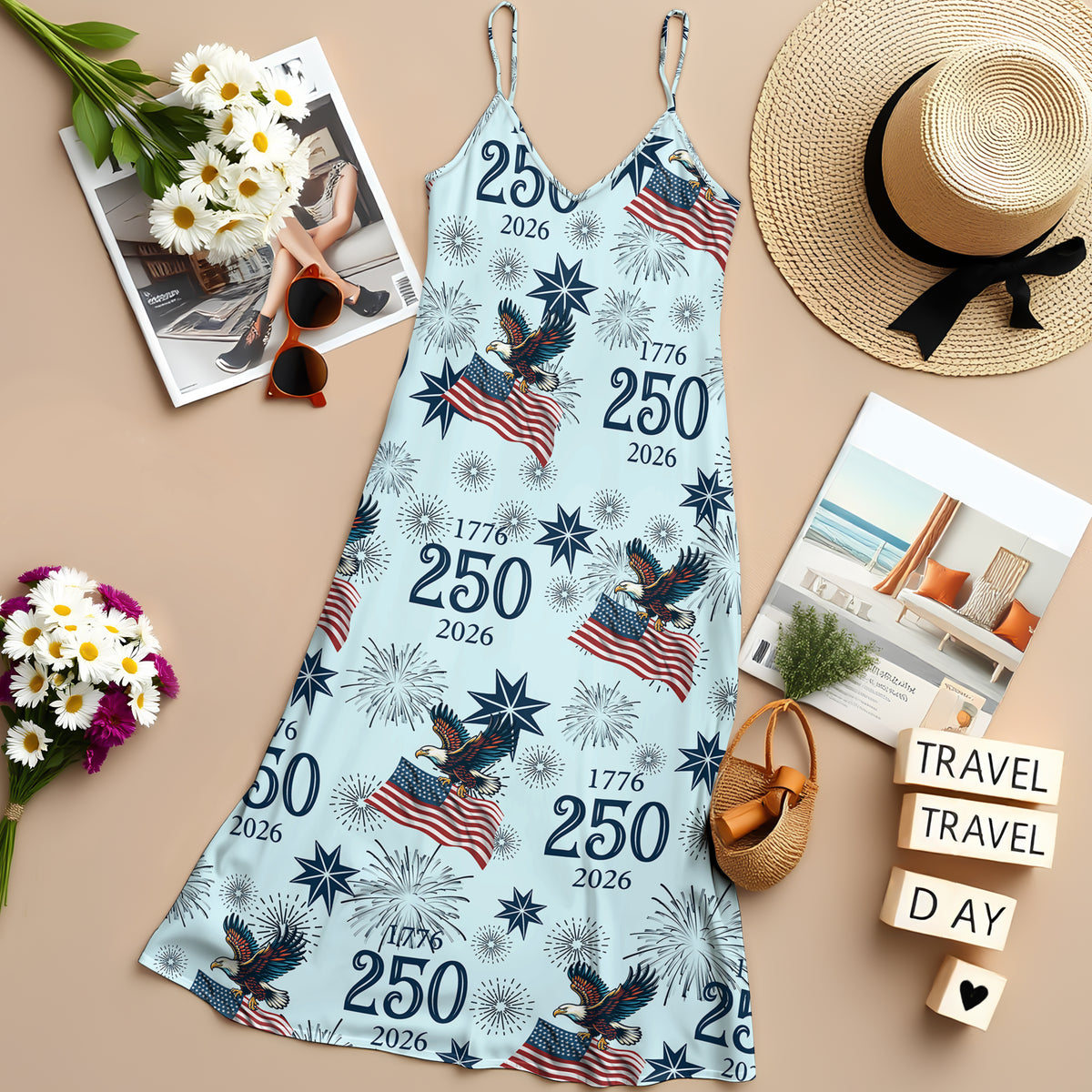 Personalized USA 250 Anniversary Eagle 1776-2026 Family Cami Maxi Dress HO82 901966