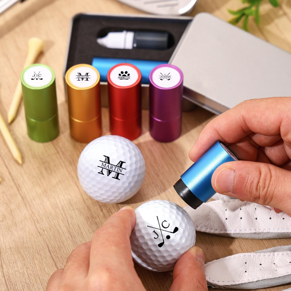 Personalized Golf Ball Stamp Box, Custom Golf Ball Stamp with Box, Golf Marker Gift , Golf Lover Gifts CH07 899260