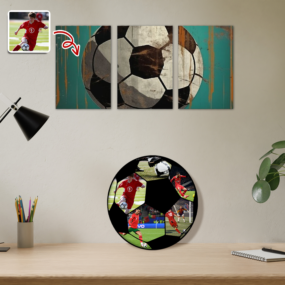 The Photo Collage And Soccer Wood Frame For Sport Lover LM32 897171