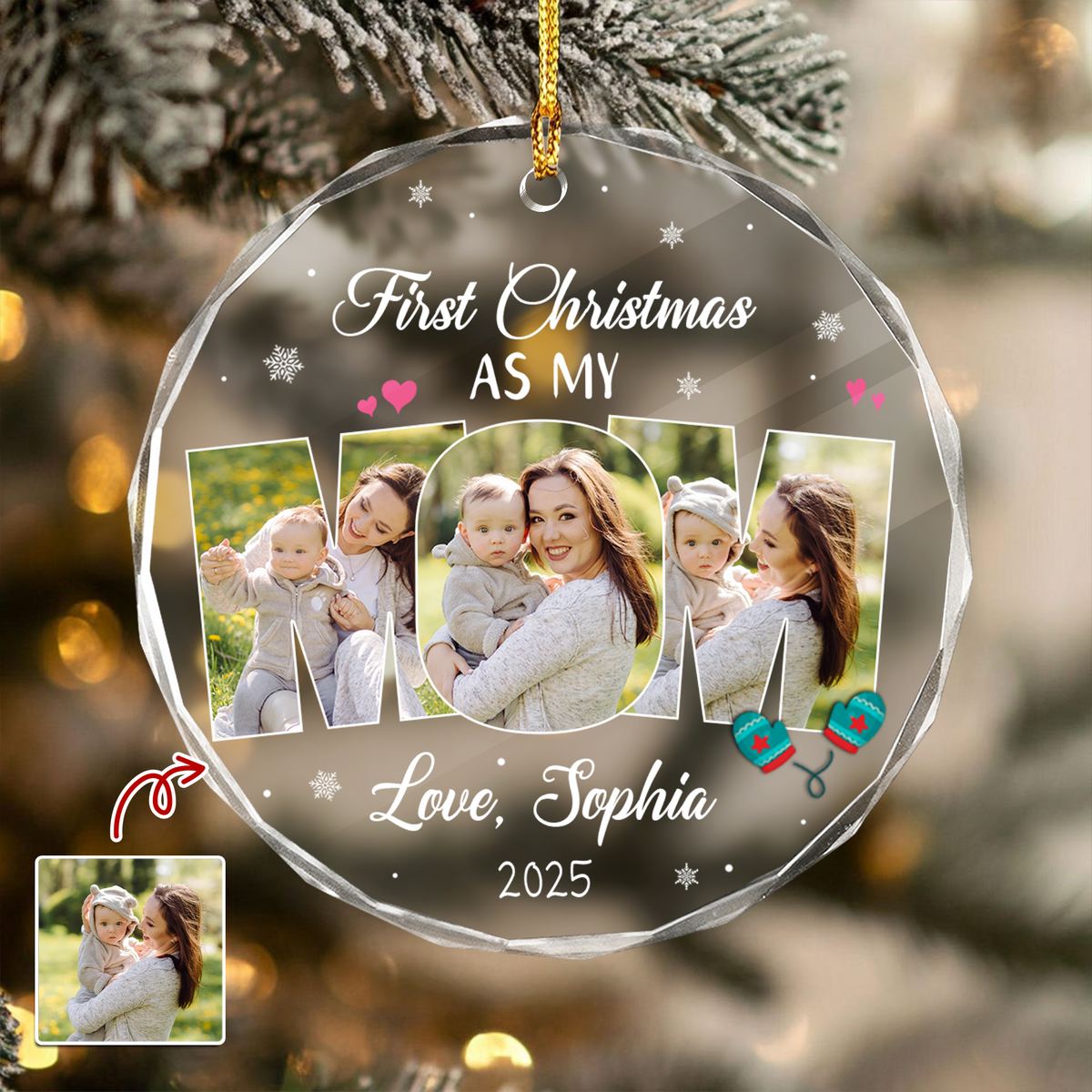 Custom Photo First Christmas As My Dad Circle Glass Ornament CH07 899036