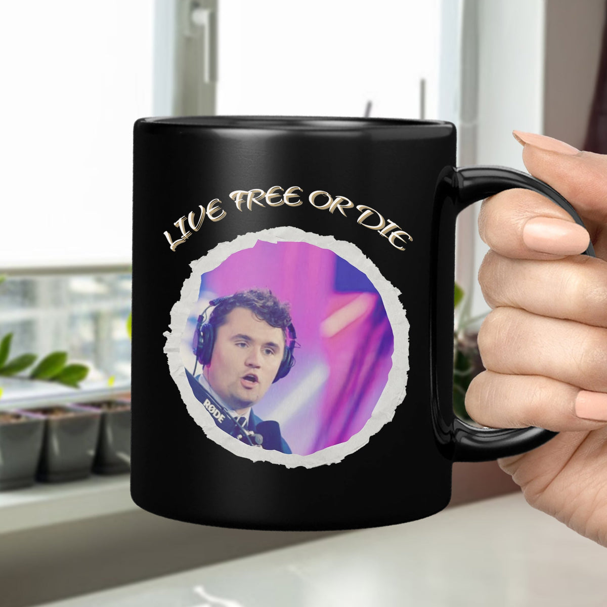 Charlie Kirk - Live Free Or Die Black Mug HO82 65794