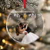 Custom Photo Our First Christmas As Mr & Mrs Glass Ornament LM32 669831