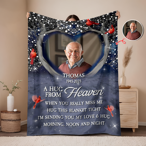 Personalized A Hug From Heaven Custom Photo Memorial  Blanket CH07 896454