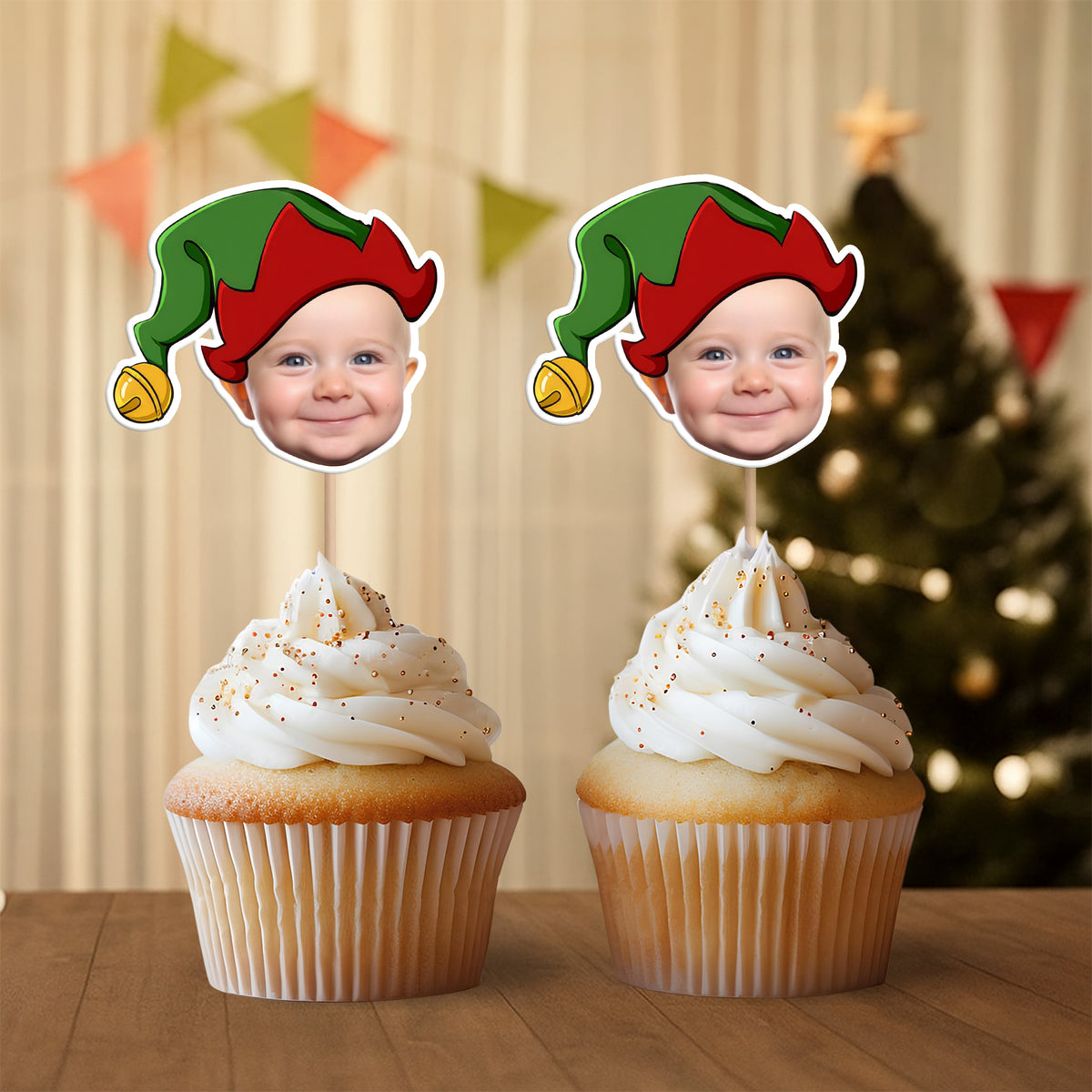 Custom Photo Cute Cupcake Topper Christmas Gift For Family TH10 894749