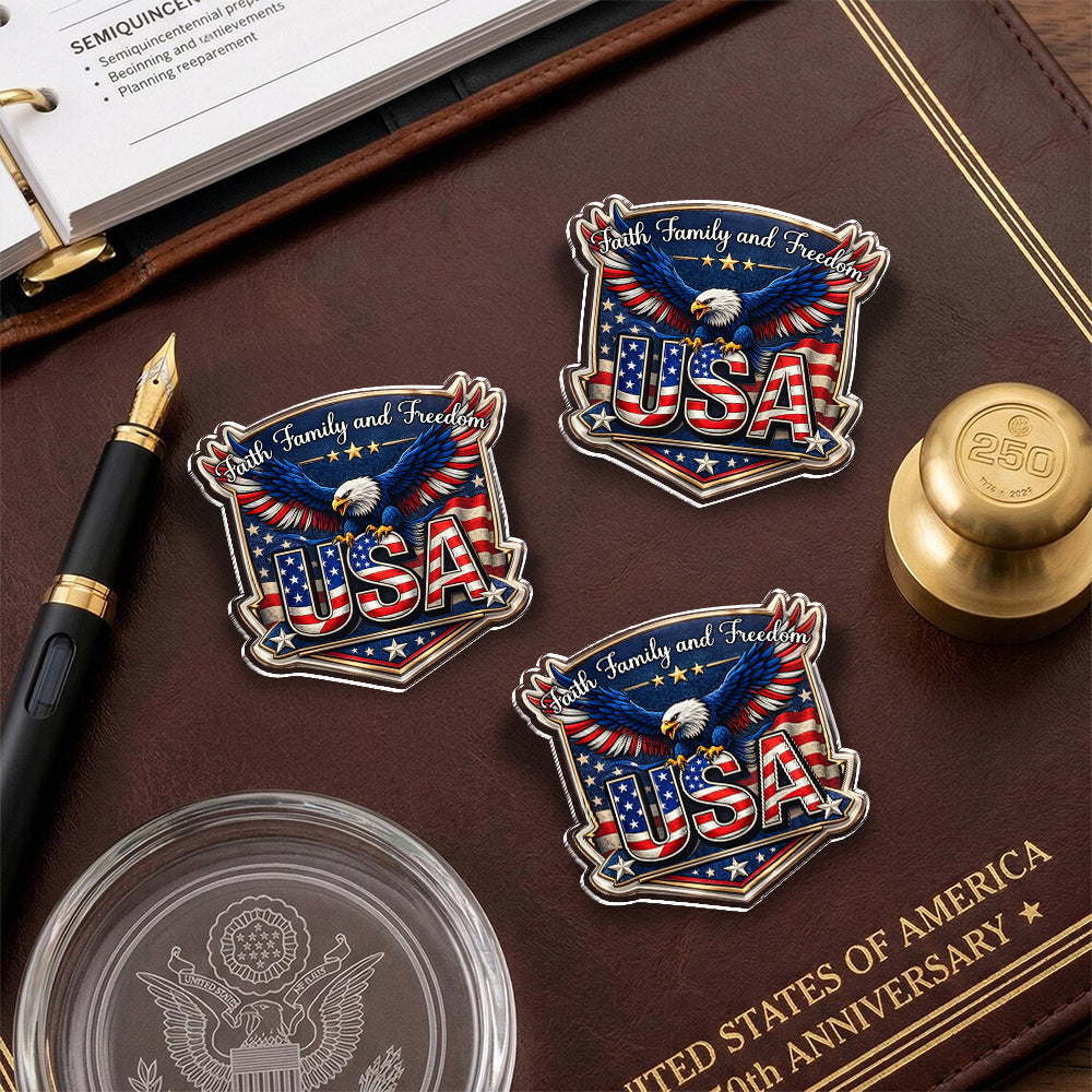 Faith, Family & Freedom 250th Anniversary of America Eagle Acrylic Pin CH07 911070