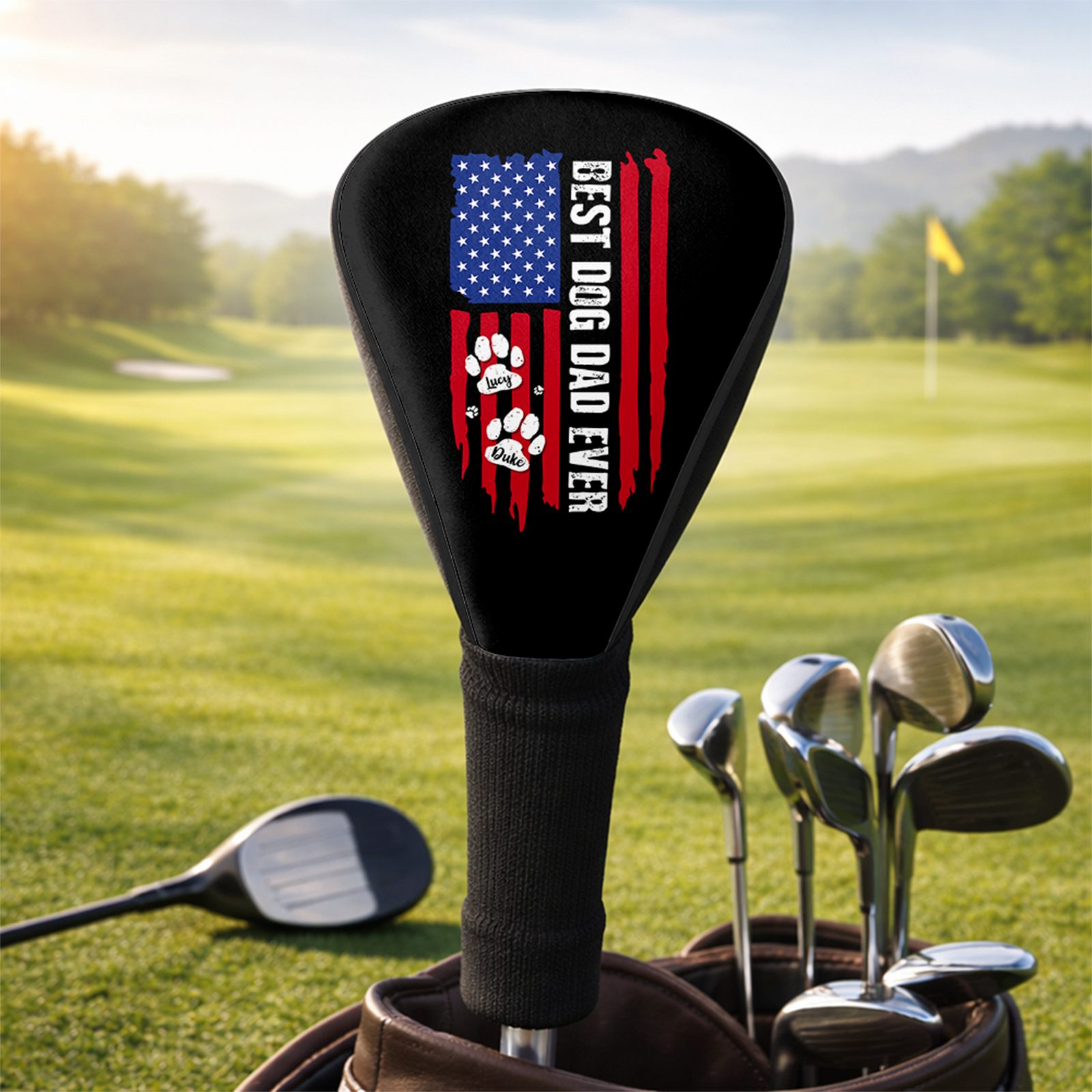 Best Dog Dad Ever Paw American Flag Golf Club Head Cover For Dog Dad CH07 911276