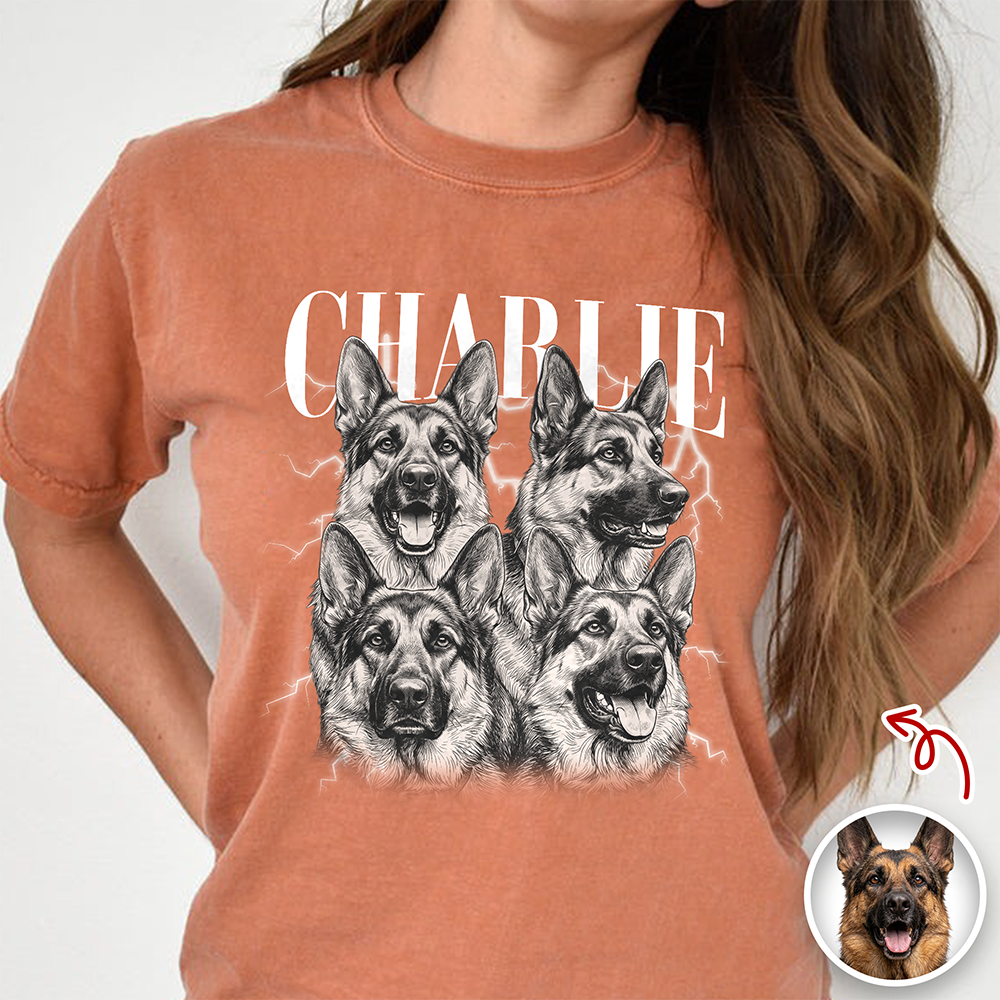 Custom Vintage Dog Photo Comfort Shirt - Personalized Gift for Dog Lovers CH07 180100