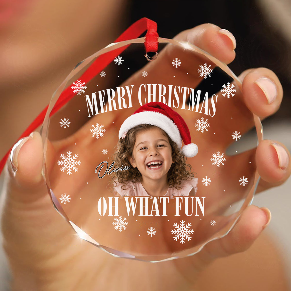 Custom Photo Merry Christmas Making Memories Glass Ornament - Gift For Christmas, Family Gift HO82 903308
