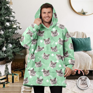 Custom Dog Cat Face Photo With Colorful Background Hoodie Blanket HA75 898284