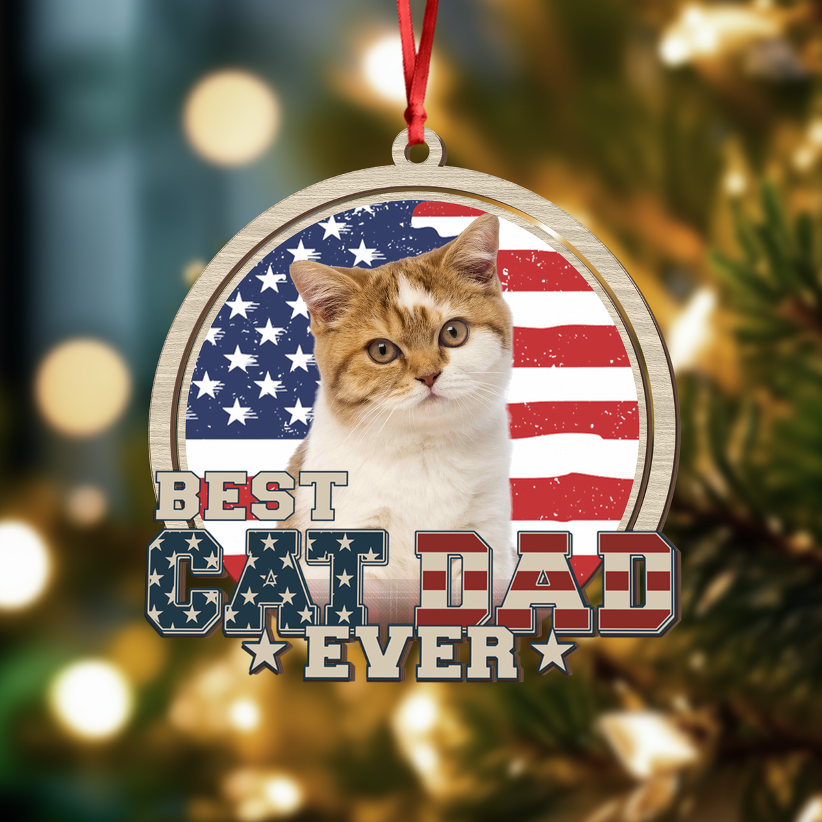 Custom Photo Best Cat Mom Cat Dad Wood Ornament LM32 895921