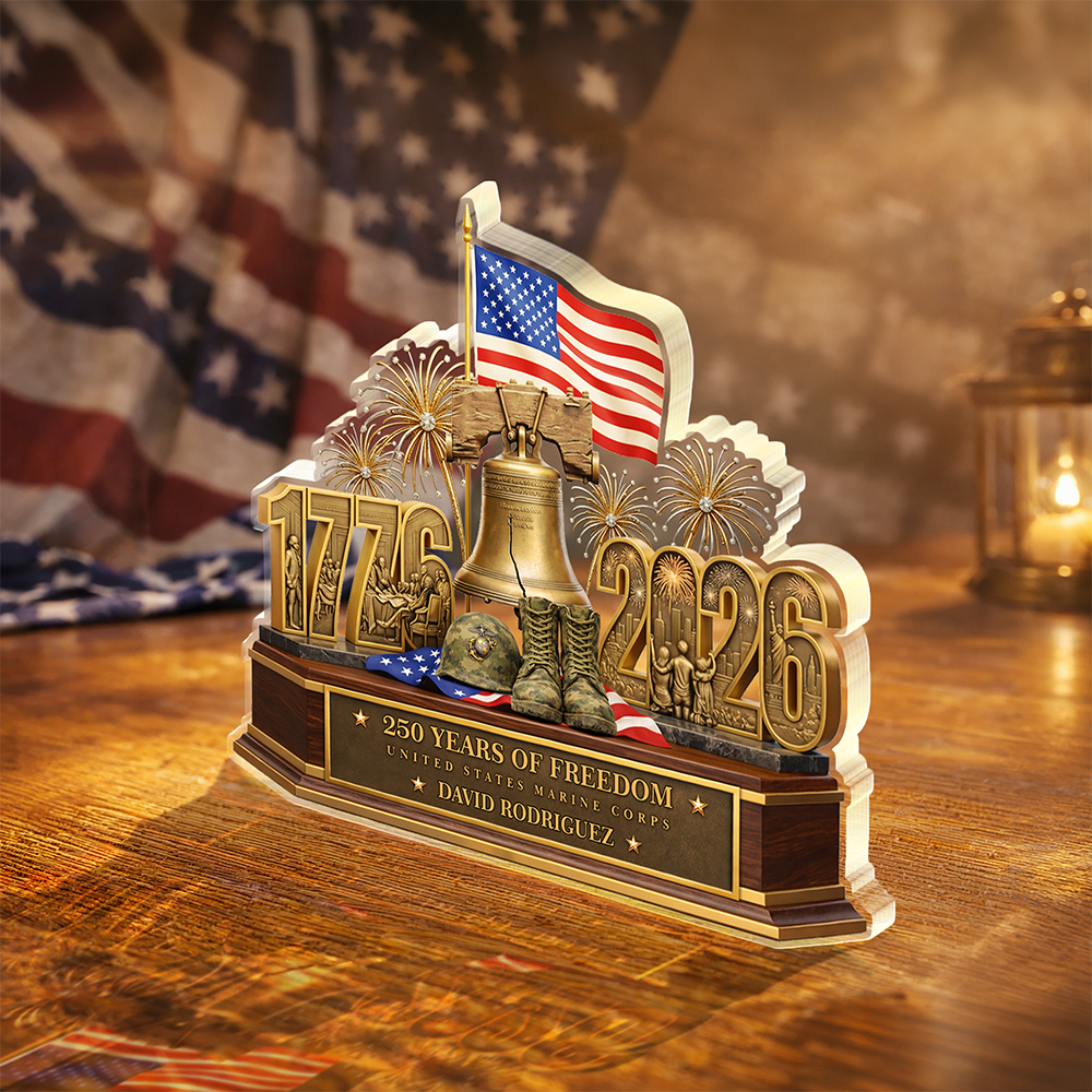 Personalized 250 Years Of Freedom 1776–2026 Acrylic Block Plaque - Veteran Gift, Patriotic Military Memorial Decor HO82 901900