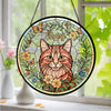 Custom Cat Photo With Flower Memorial Stained Glass Suncatcher, Pet Loss Gift HO82 894328