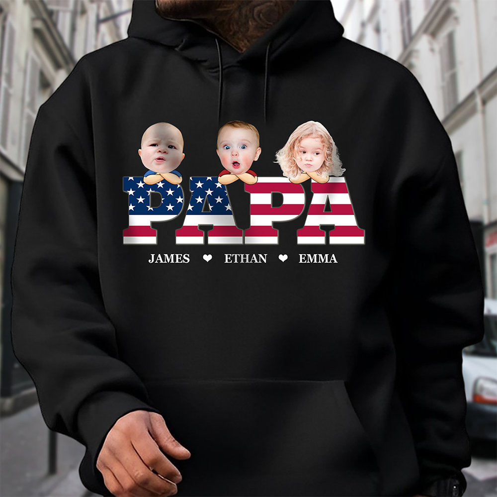 Custom Funny Face American Flag Daddy Family Shirt For Father's Day LM32 893541