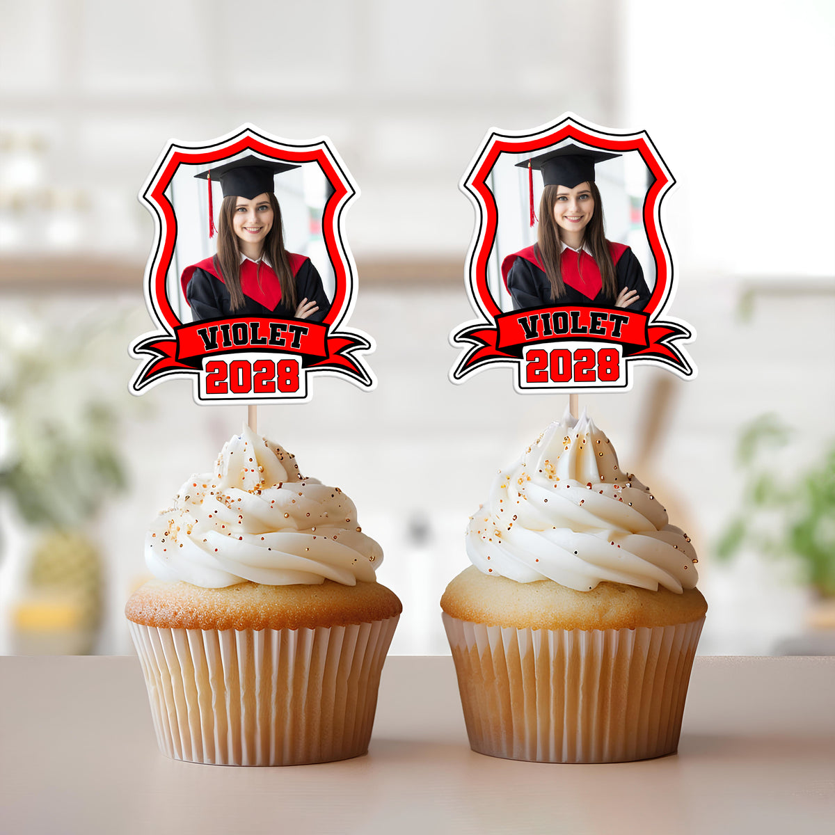 Custom Photo Class of 2025 Cupcake Toppers Graduation Party Decor Gift CH07 895334