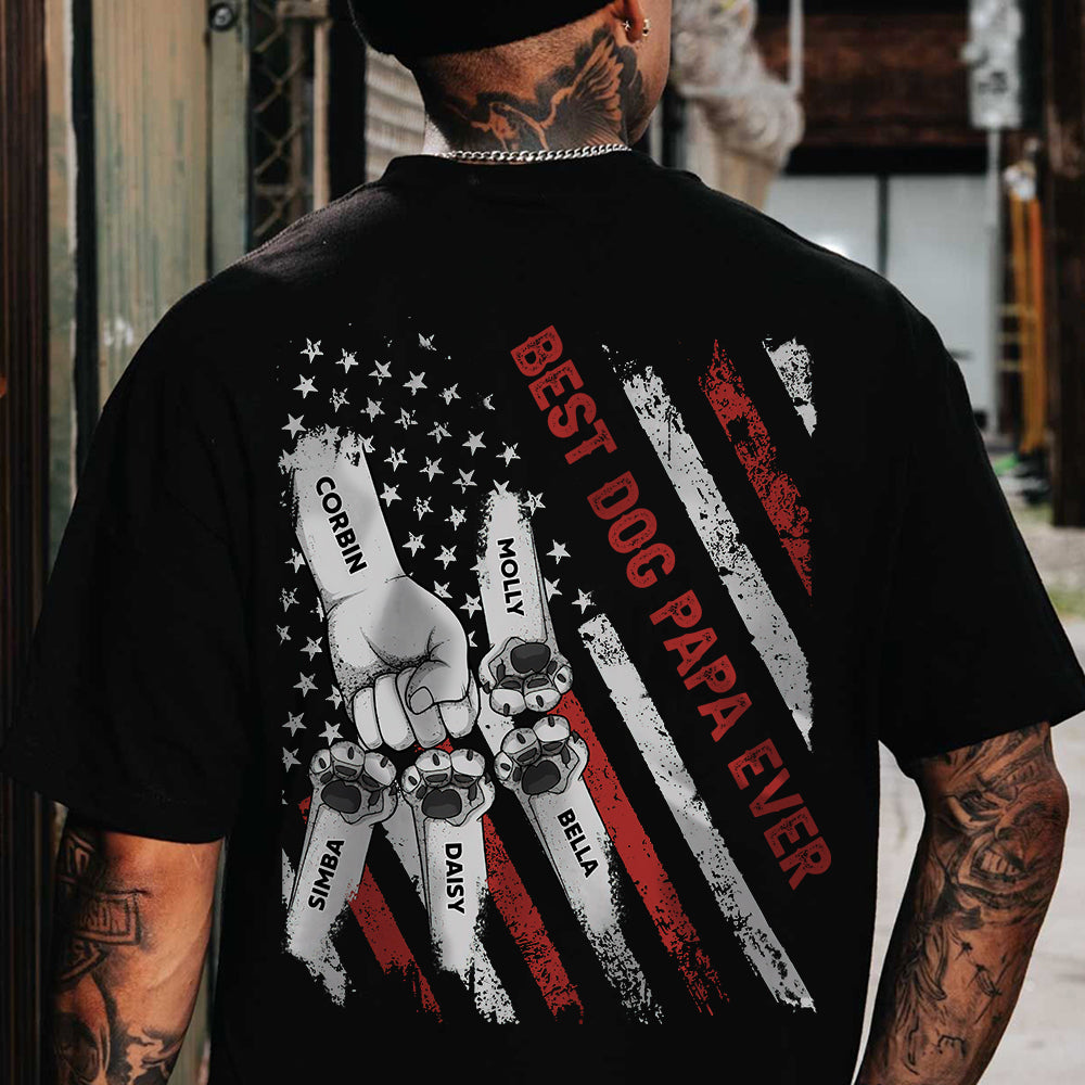 Fist Bumps Dad & Pet US Flag Back Shirt Personalized Father's Day Gift CH07 895904