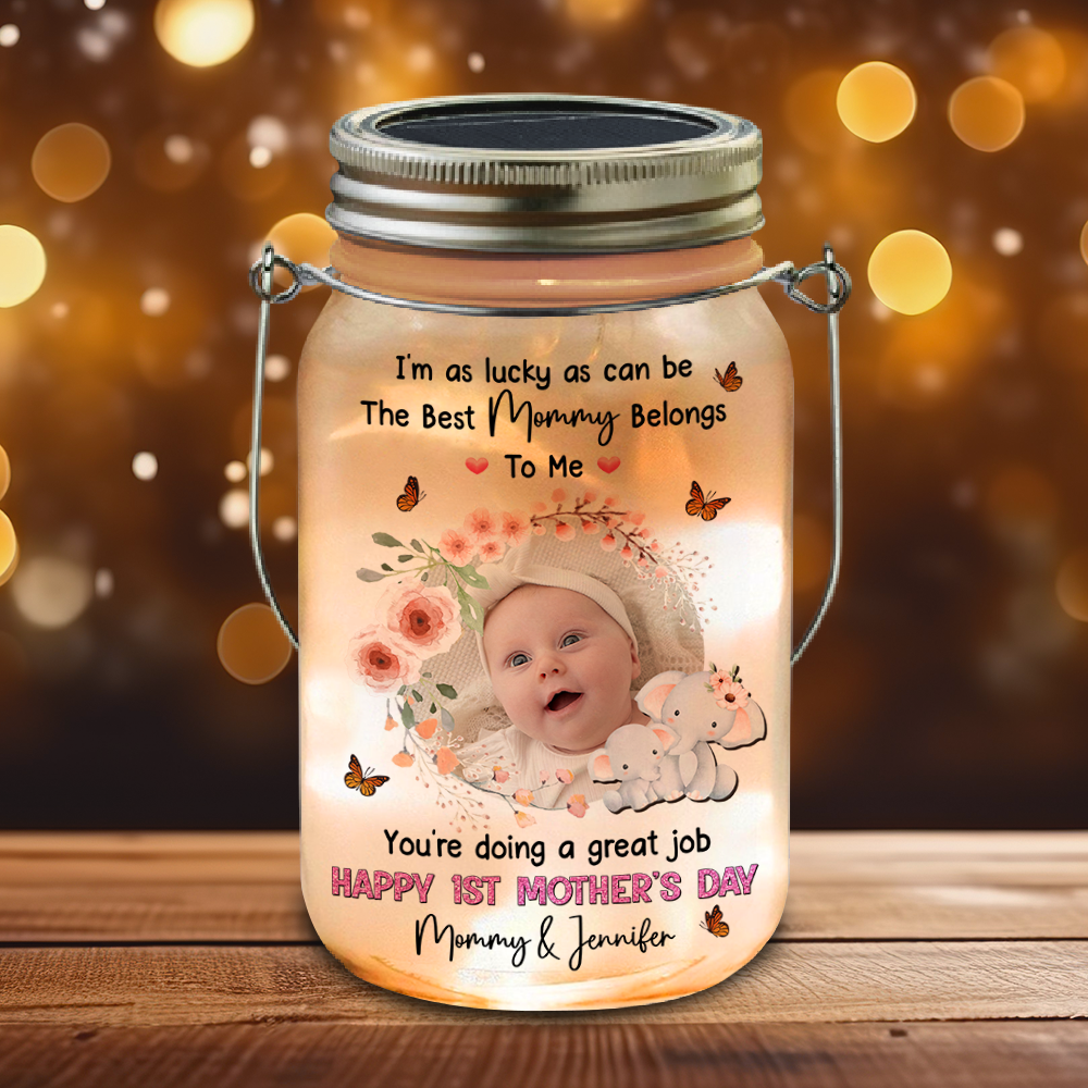 Custom Photo Happy 1st Mother's Day Mason Jar Light Gift For Mom CH07 895376