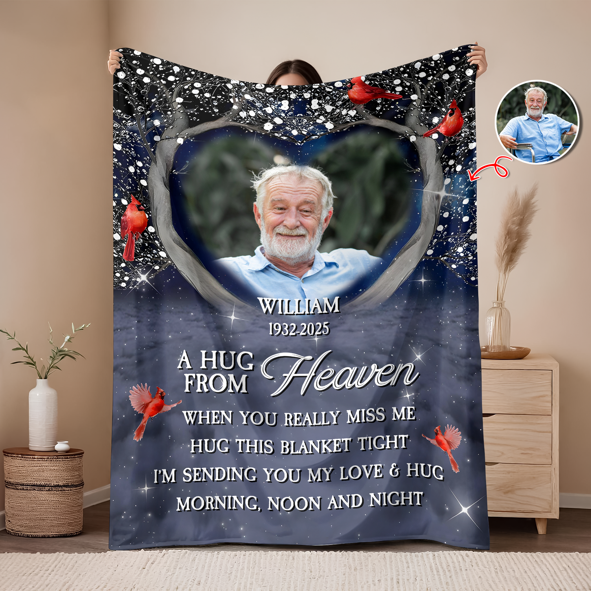 Personalized A Hug From Heaven Custom Photo Memorial  Blanket CH07 896454