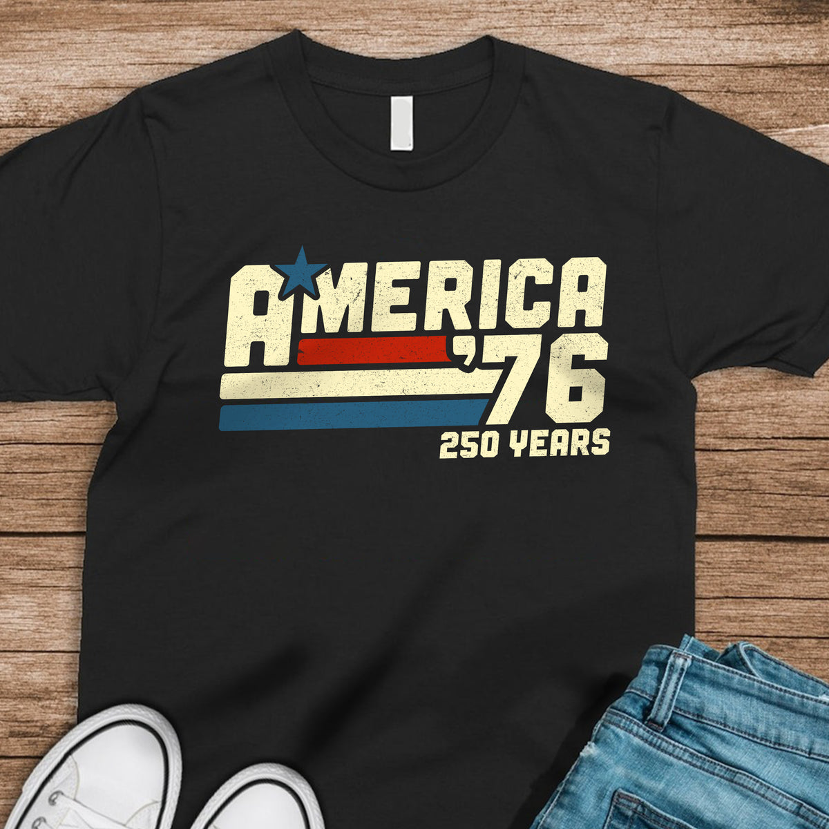 America 76 250 Years Retro Vintage 1776 2026 Patriotic 4th July Dark Shirt HA75 921546