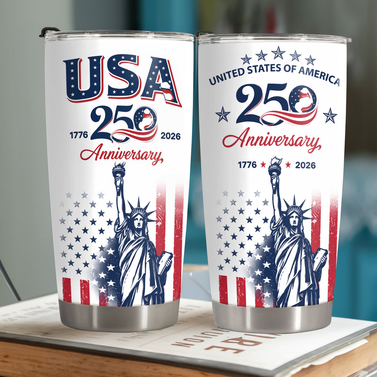USA 250th Anniversary Patriotic Statue of Liberty Fat Tumbler HA75 921660