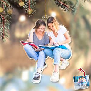 Custom Photo A Guy Addicted To Reading Books Acrylic Ornament For Book Lovers HO82 894740