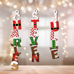 Personalized Name Letter Christmas Wood Ornament Family Gift HA75 897852