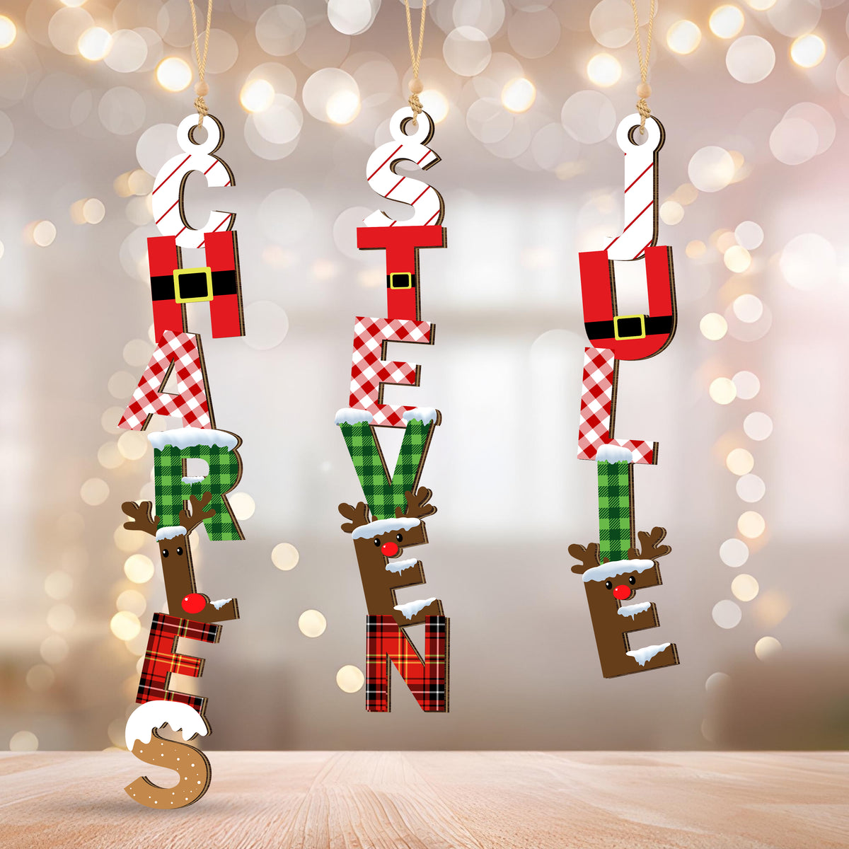 Personalized Name Letter Christmas Wood Ornament Family Gift HA75 897852