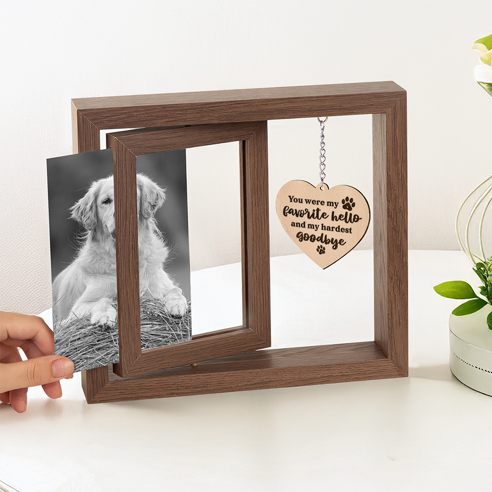 You Left Paw Prints On My Heart Memorial Rotating Wooden Picture Frame TH10 894219