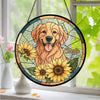 Custom Dog Photo With Sunflower Memorial Stained Glass Suncatcher, Pet Loss Gift HO82 894326