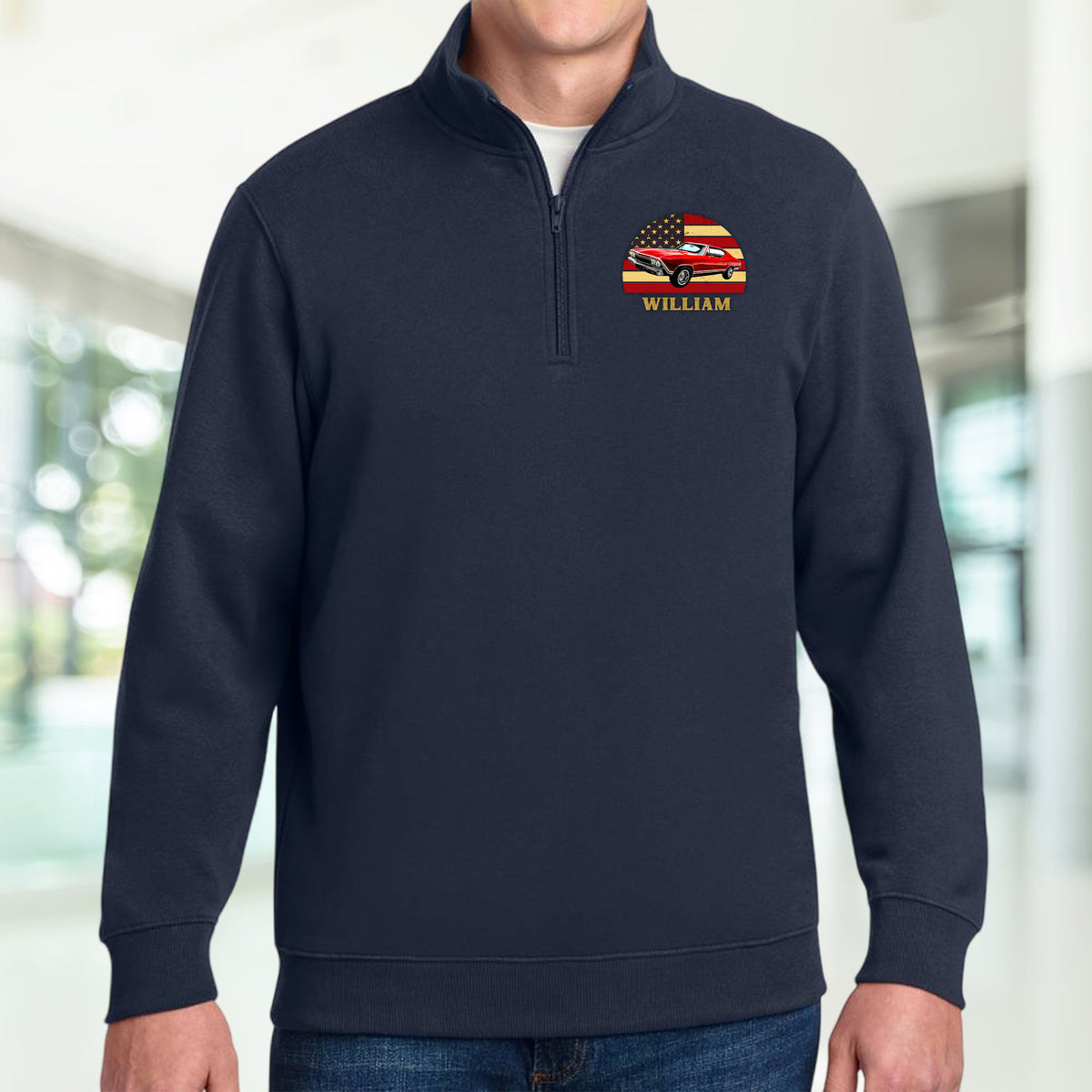 Custom Vintage Retro Car Personalized Printed Quarter Zip Gift For Car Lovers HA75 898610