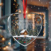 Custom Name Winter Cabin Our First Christmas As Mr & Mrs Married Glass Ornament, Newlywed Gift LM32 669965