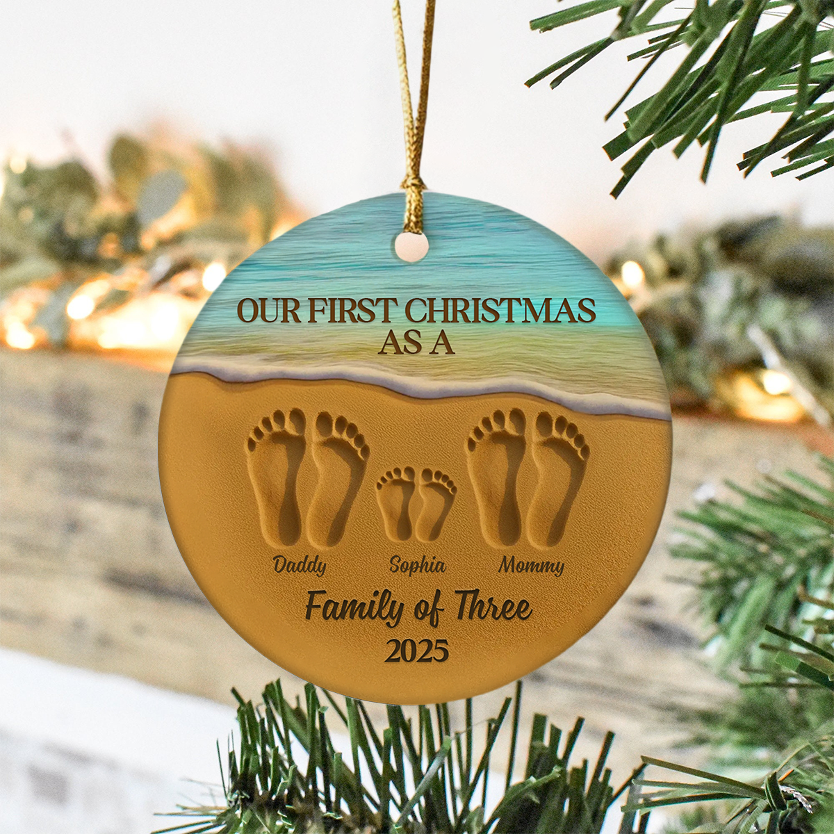 Our First Christmas As A Family Personalized Ceramic Ornament HA75 897472
