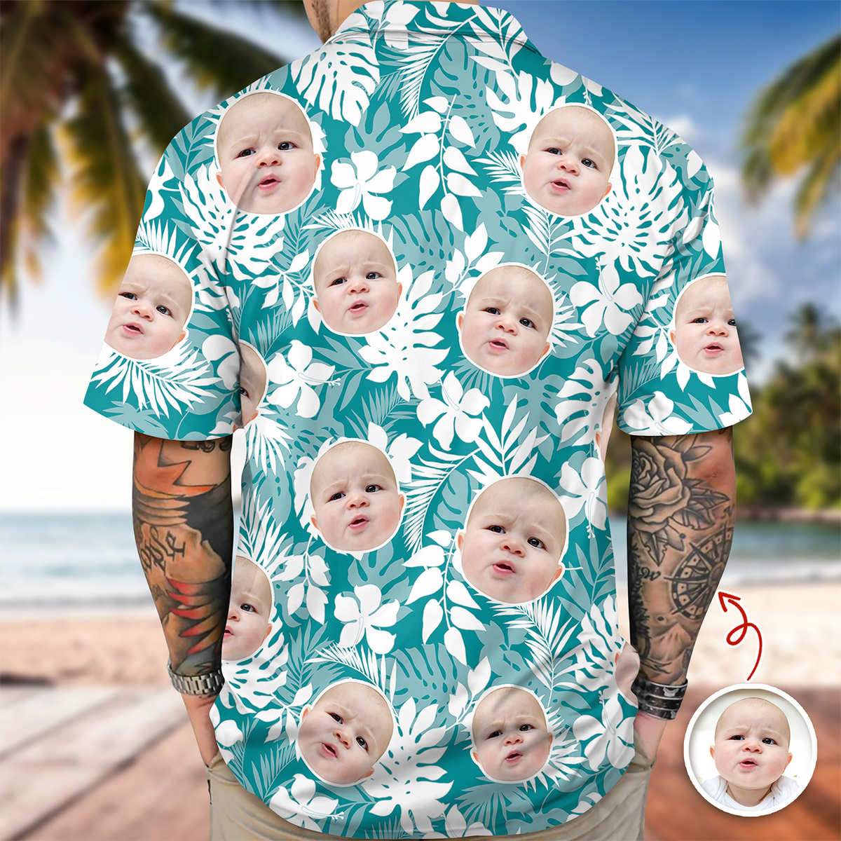 Custom Face Photo Tropical Aloha Hawaii Shirt LM32 669295