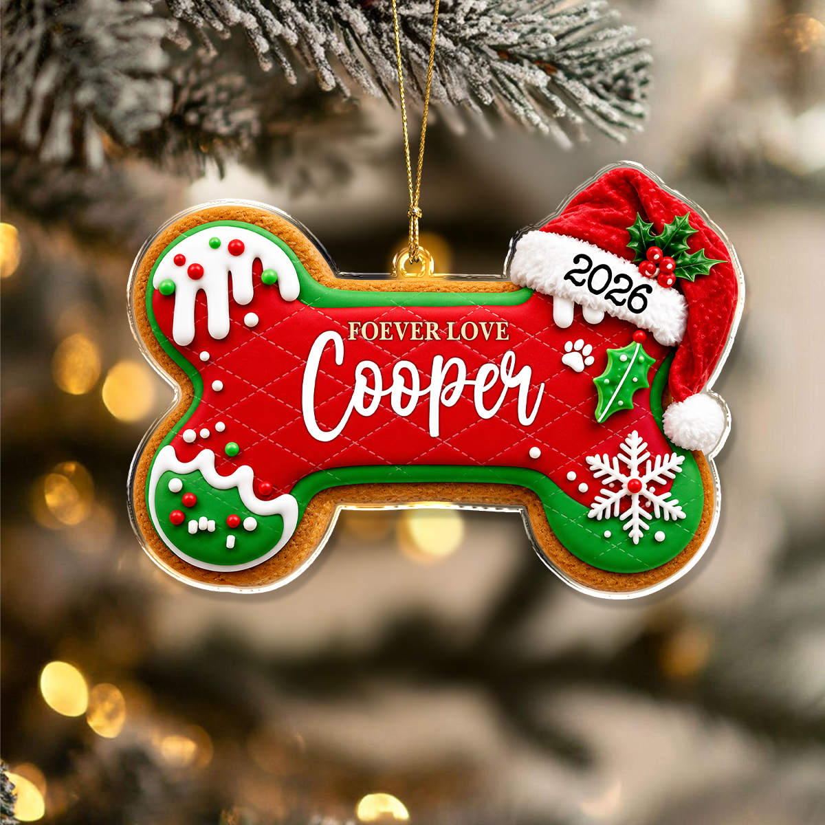 Custom Dog Bone Gingerbread Christmas Acrylic Ornament Gift For Dog Lovers TH10 170687