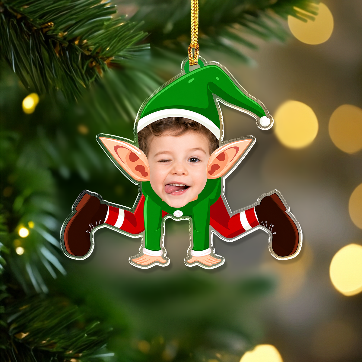 Custom Photo Baby Elf Christmas Acrylic Ornament Christmas Tree Decoration LM32 669837