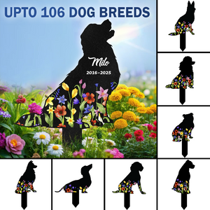 Custom Floral Dog Name Memorial Garden Stake TH10 894119