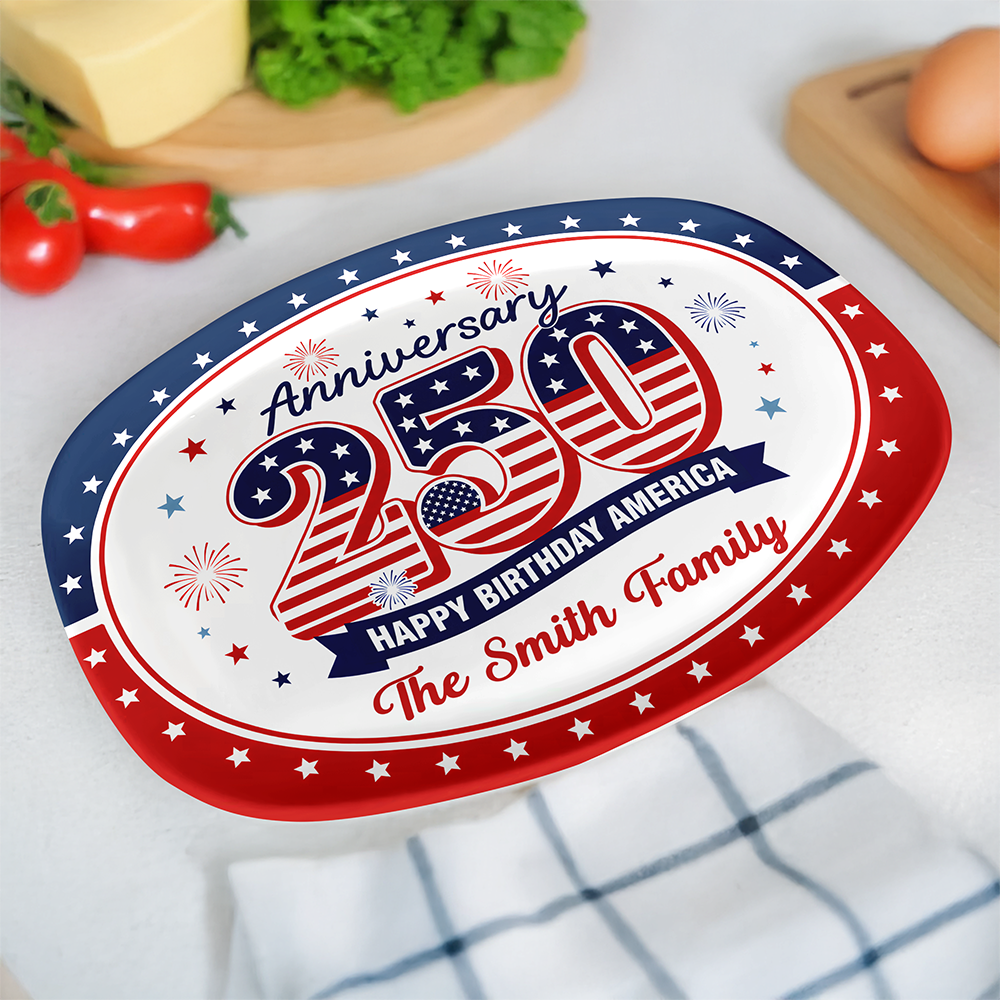 Custom Family Name 250th Happy Birthday America 1776-2026 Anniversary Platter HO82 902694
