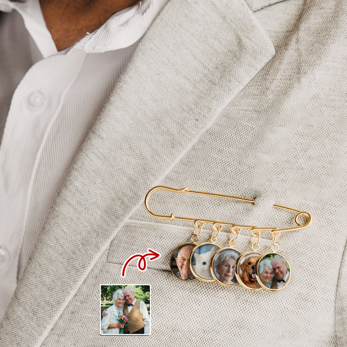 Custom Photo Memorial Boutonniere Lapel Pin Sympathy Keepsake Gift LM32 895539