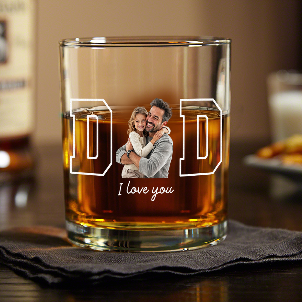 Custom Photo Dad & Kid Whiskey Glass - Personalized Father’s Day Gift CH07 911478