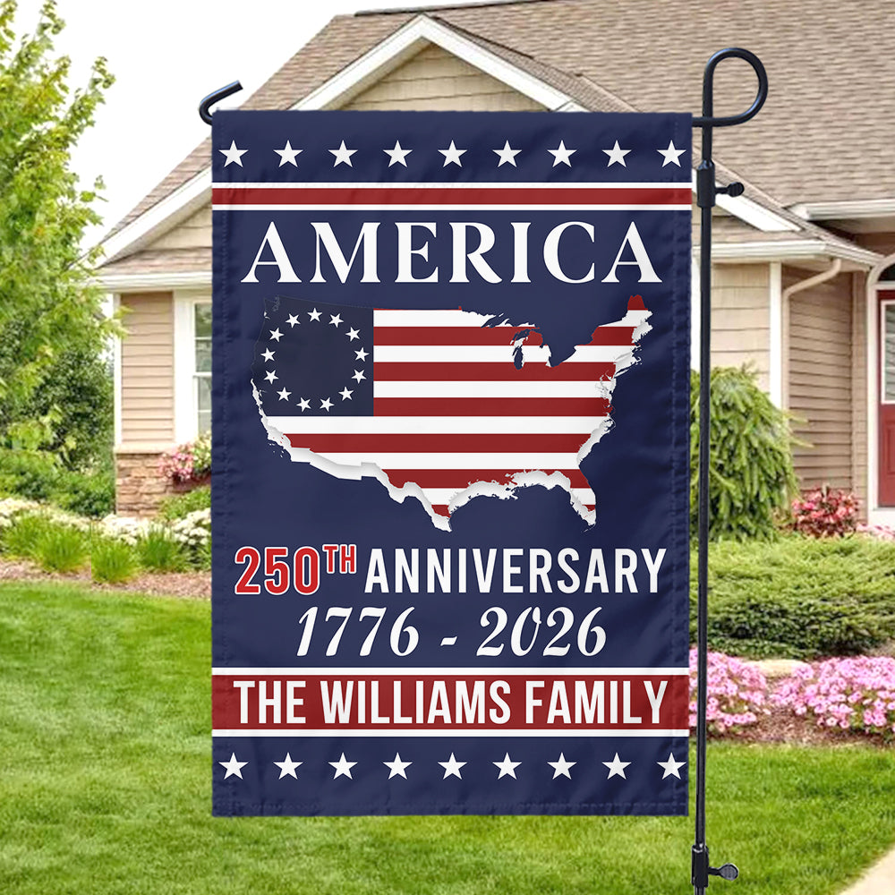 Personalized Family Name America 250th Anniversary Garden Flag LM32 895207