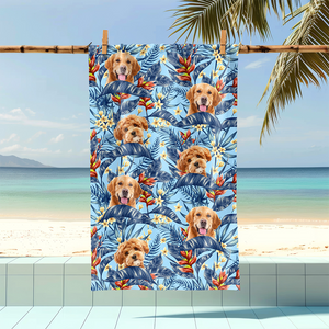 Custom Hawaii In The Air Face Dog Photo Beach Towel HO82 894008