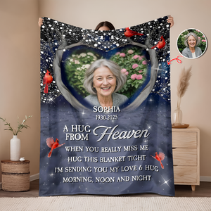 Personalized A Hug From Heaven Custom Photo Memorial  Blanket CH07 896454