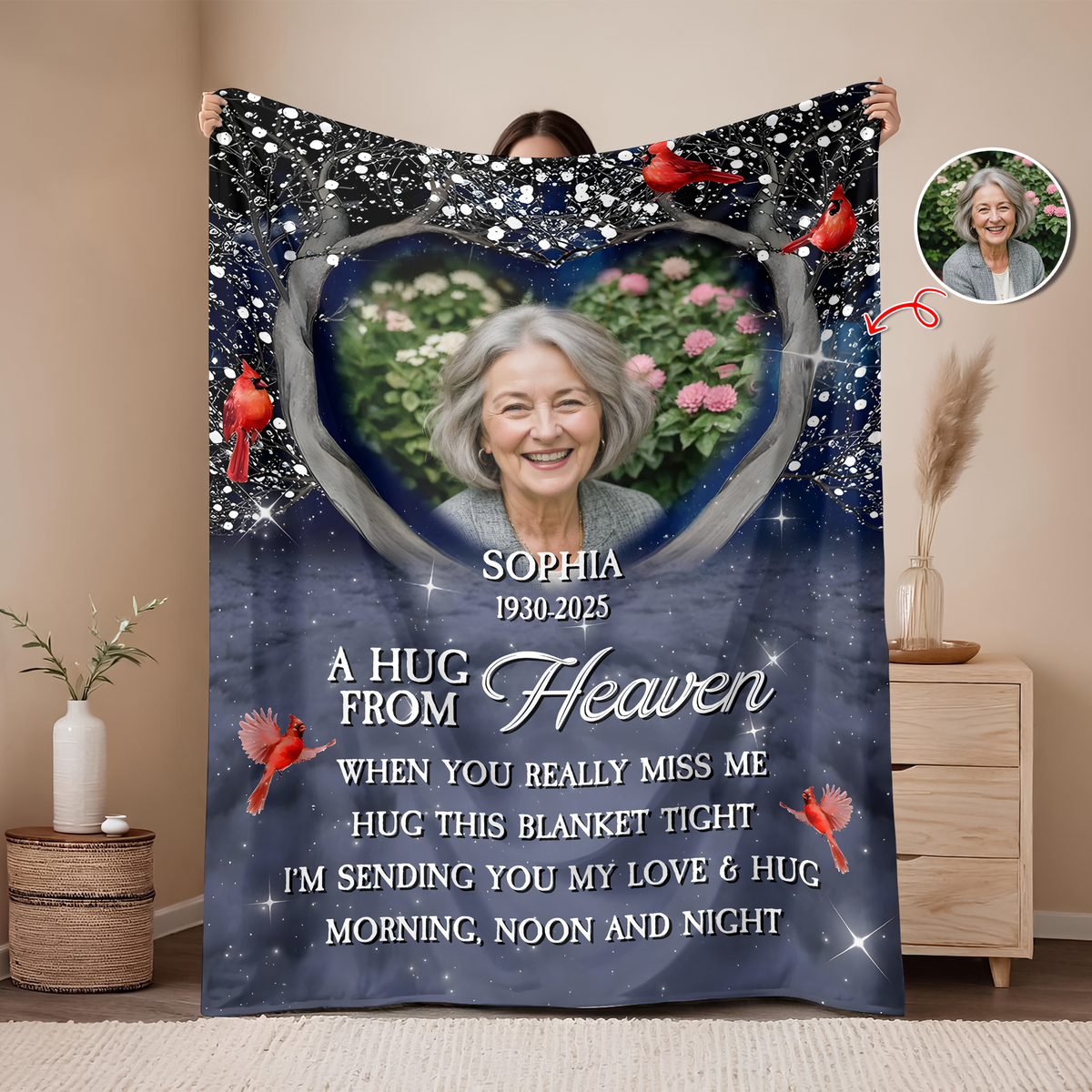 Personalized A Hug From Heaven Custom Photo Memorial  Blanket CH07 896454