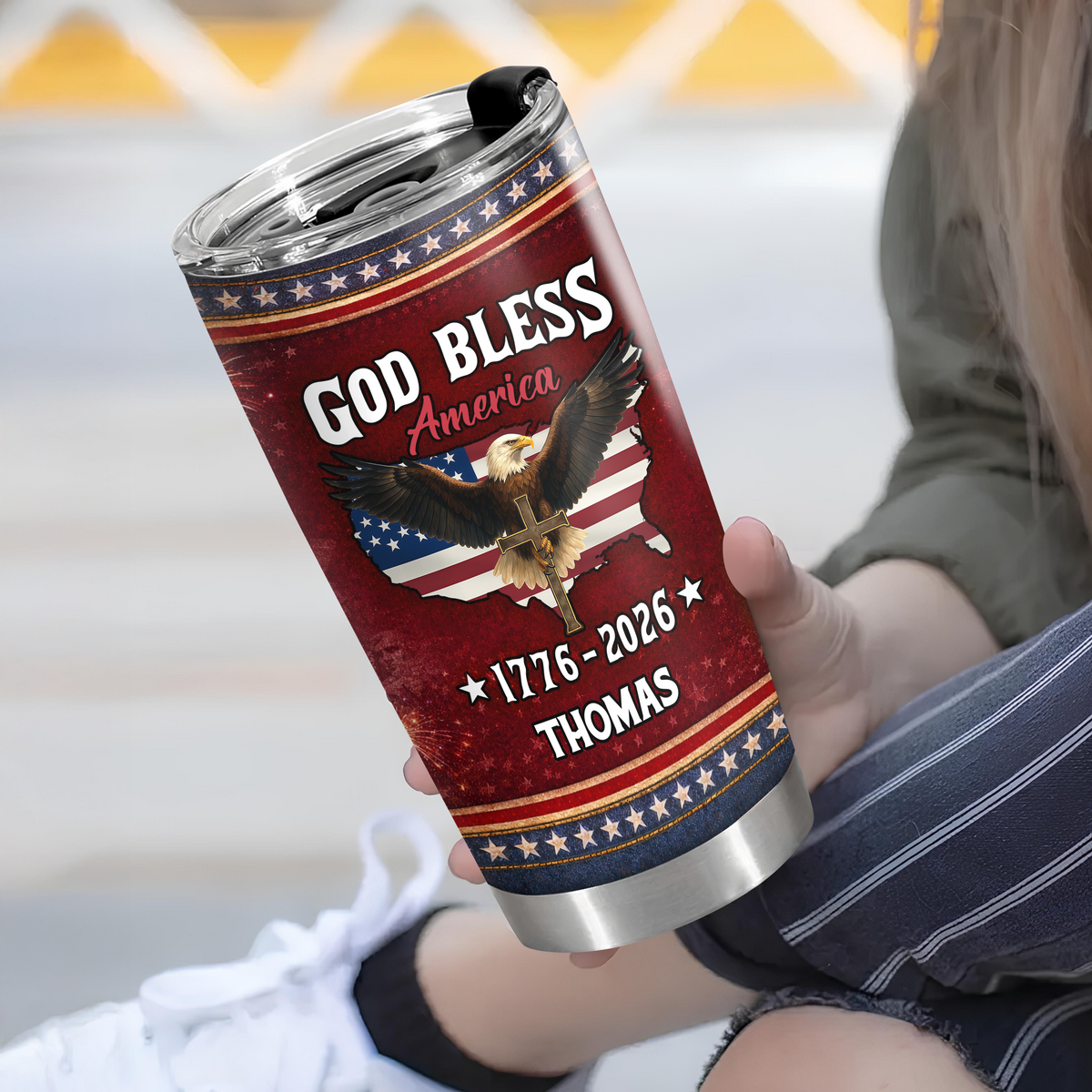 Custom Name 250 Years of Freedom America 1776–2026 Anniversary Fat Tumbler CH07 910586