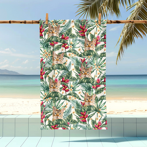 Custom Hawaii In The Air Face Cat Photo Beach Towel HO82 894010