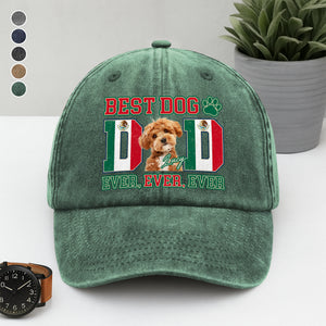 Custom Photo Best Dog Mom Dog Dad Ever Ever Ever With Mexico Flag Washed Denim Baseball Cap Gift For Dad, Birthday Gifts HO82 894386