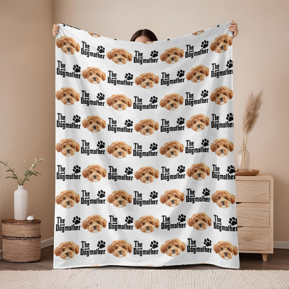 Custom Puppy Photo The Dog Father With Pawprints Design - Personalized Blanket LM32 897281